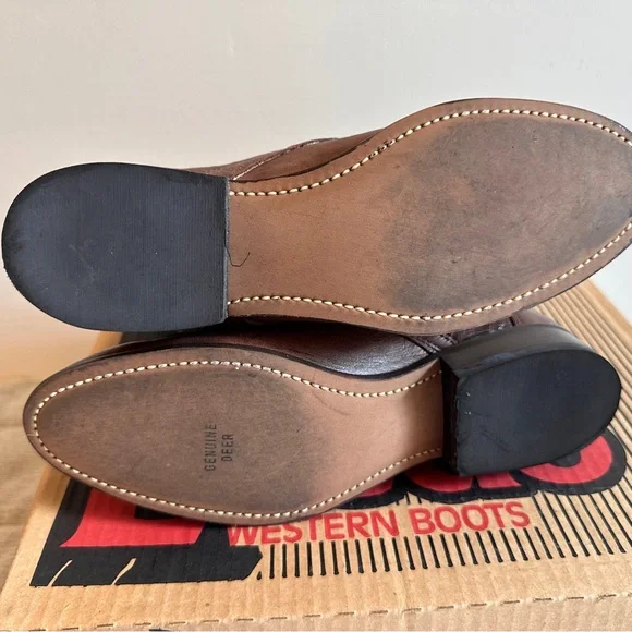 VTG Laredo Western Cowgirl Lace Up Boots Genuine Deer Women’s Size 7 With Box - Picture 7 of 9